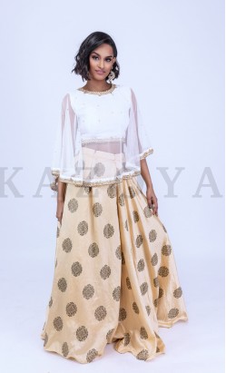 kazoya cape Brocade lengha